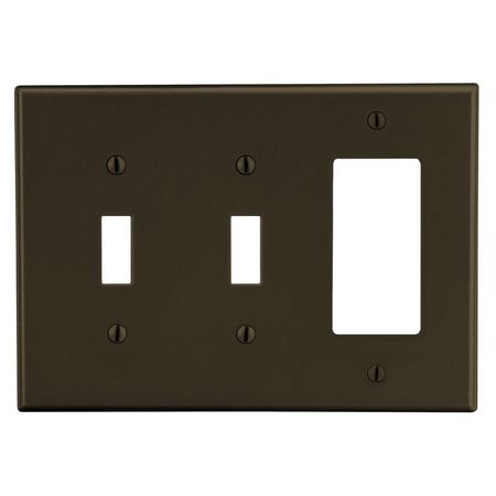 HUBBELL WIRING DEVICE-KELLEMS Wallplate, 3-Gang, 2) Toggle 1) Decorator, Brown P226